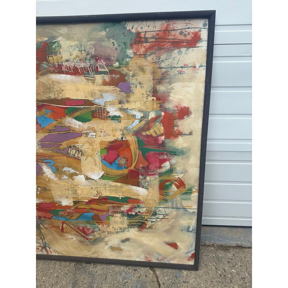 Original Signed Wayan Cameng Bali Artist Large Abstract Mural 61X53" - Picture 5 of 14